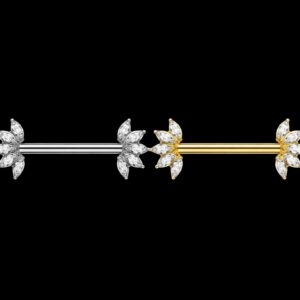 Barbell Téton Strass Fleur