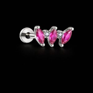 Labret Triple Strass Rose